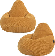 Ochre Yellow Kids Bean Bag Chairs 2 Pack Soft Corduroy Lounge for Reading Gaming