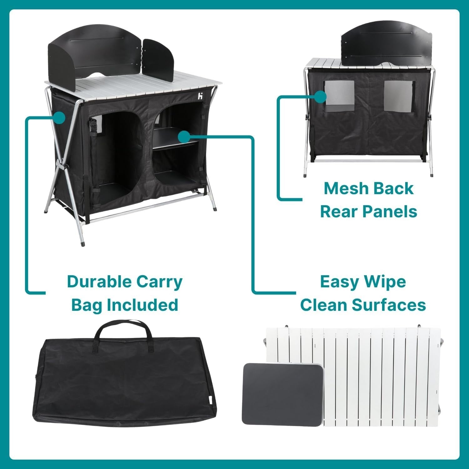 Foldable Camping Kitchen Unit Stove Storage Portable Outdoor Cooking Station
