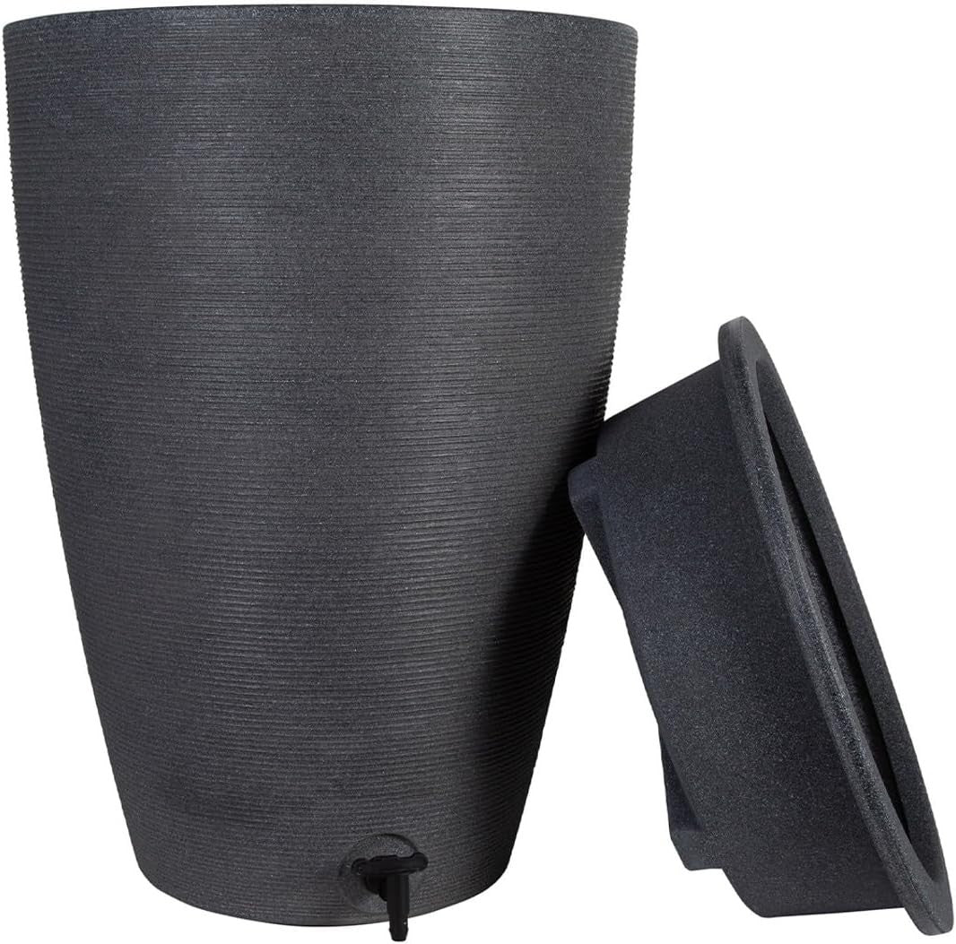 120L Ash Garden Water Butt with Lid – Durable HDPE Rainwater Collector