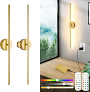 Rechargeable LED Wall Lights 15 Colors Remote Touch Dimmer 80CM Gold