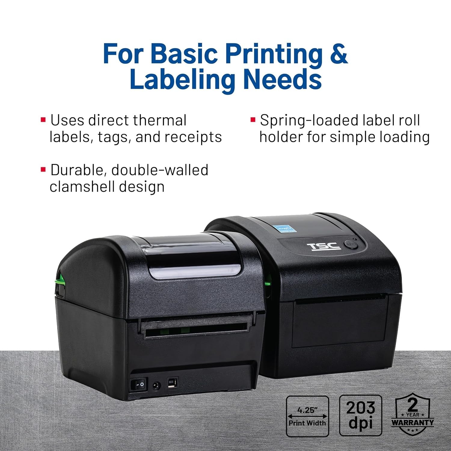 DA210 Desktop Thermal Label Printer – 4.25" 203 DPI USB 2.0