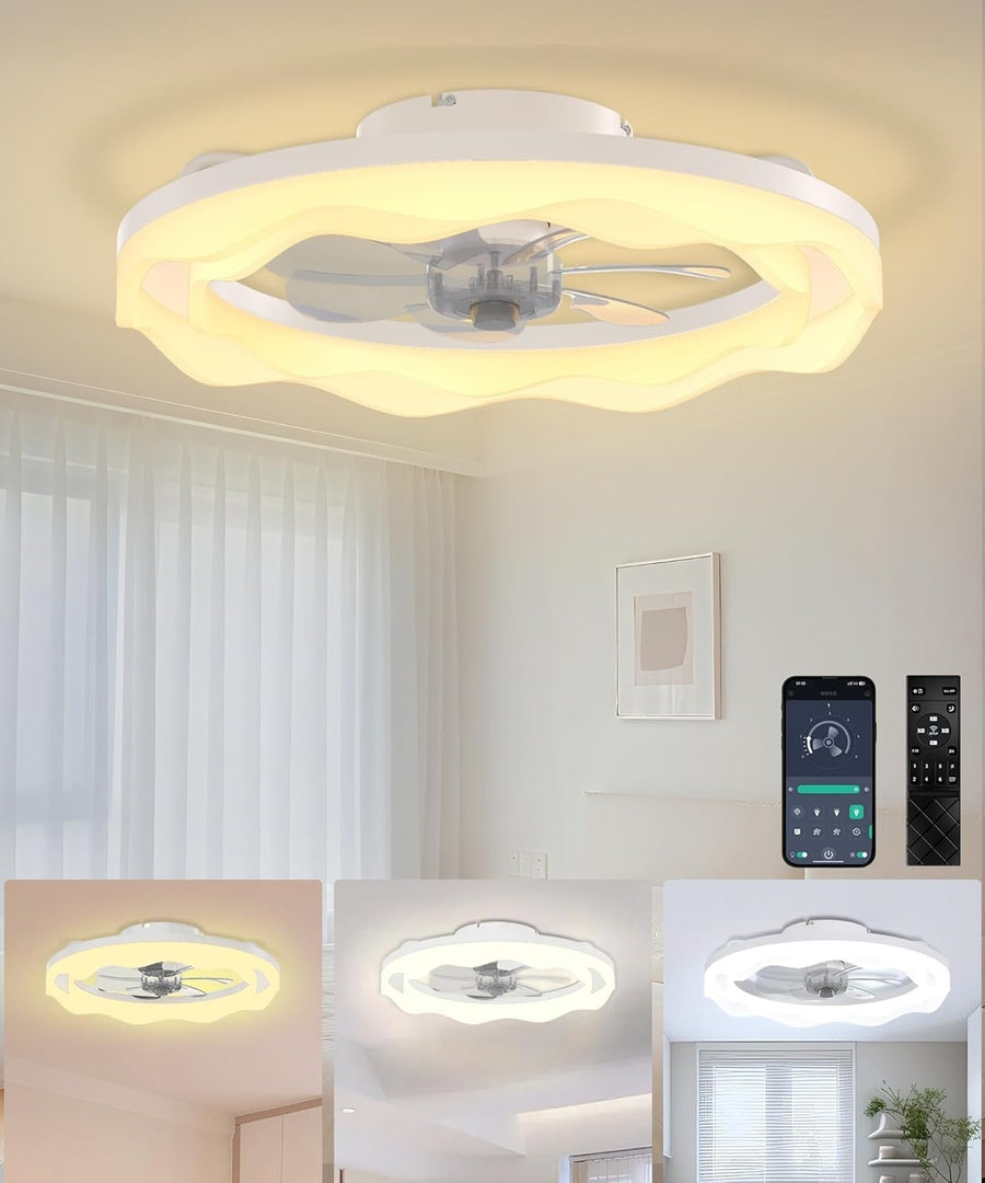 20" Ceiling Fan Light, 6 Speeds, Dimmable, Reversible, App & Remote