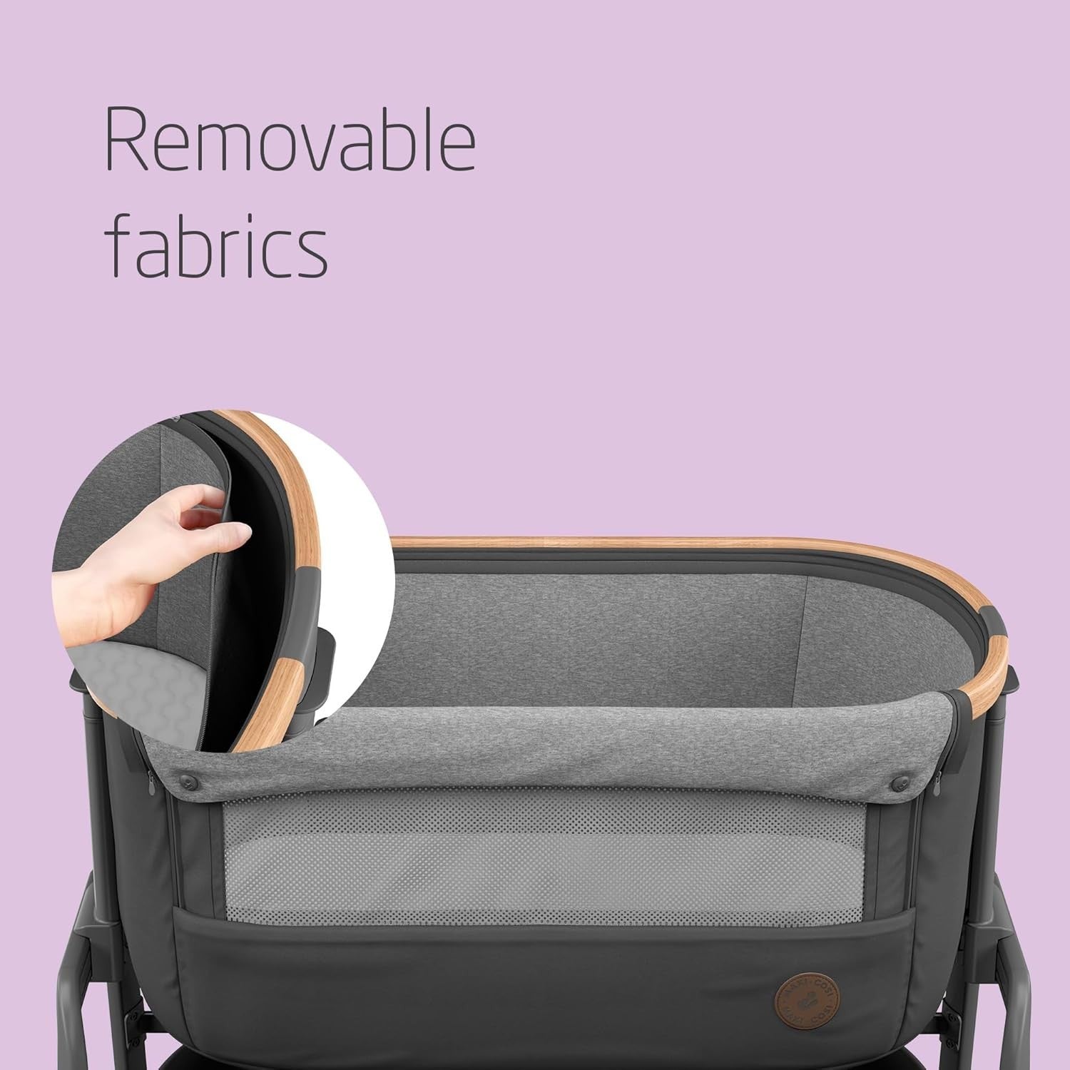 Foldable Baby Bedside Crib Co-Sleeper Adjustable Height with Mattress & Basket