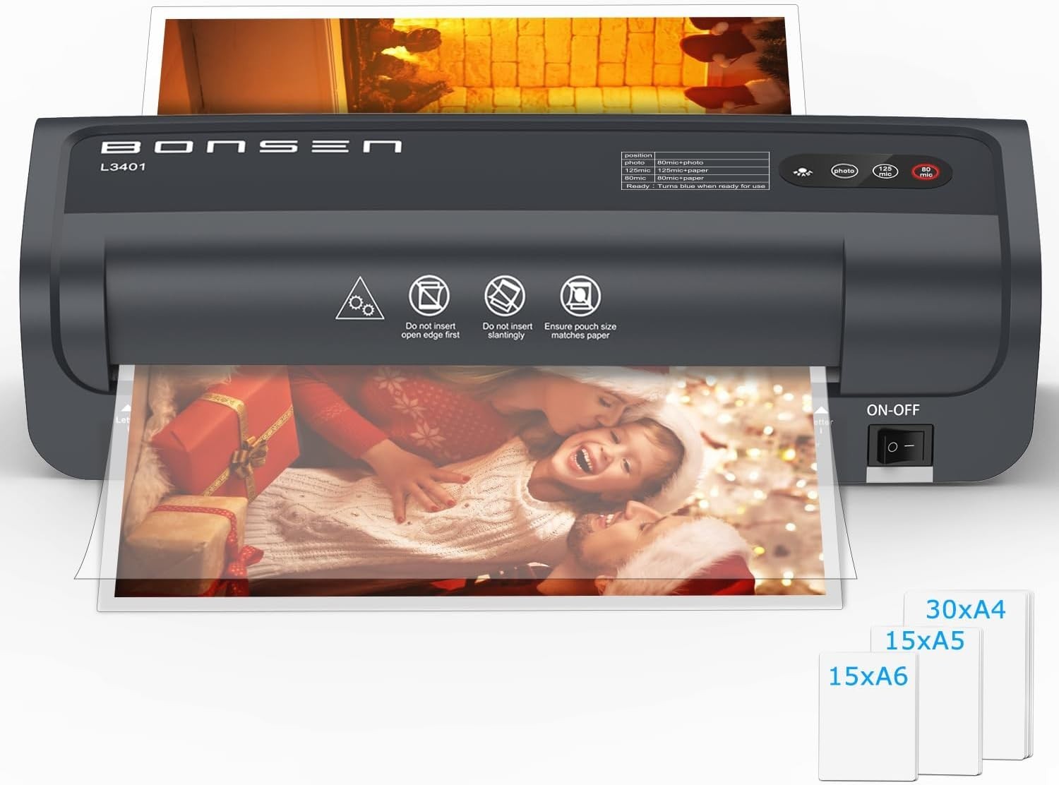 A4 Laminator Machine Never Jam Fast 270mm Min + 60 Pouches
