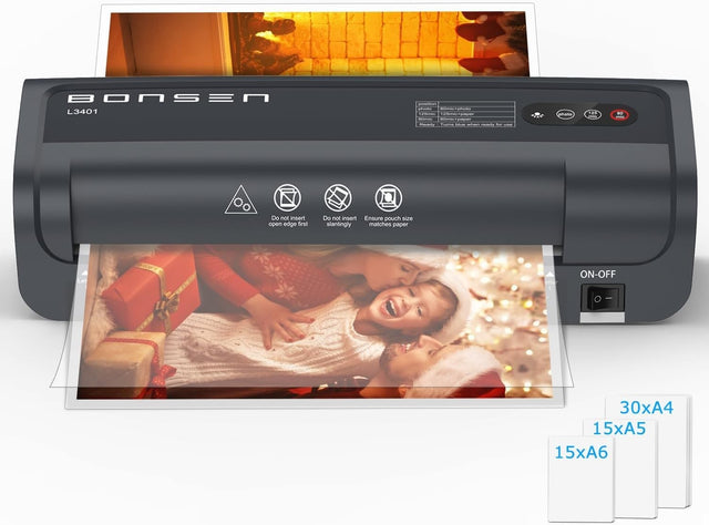 A4 Laminator Machine Never Jam Fast 270mm Min + 60 Pouches