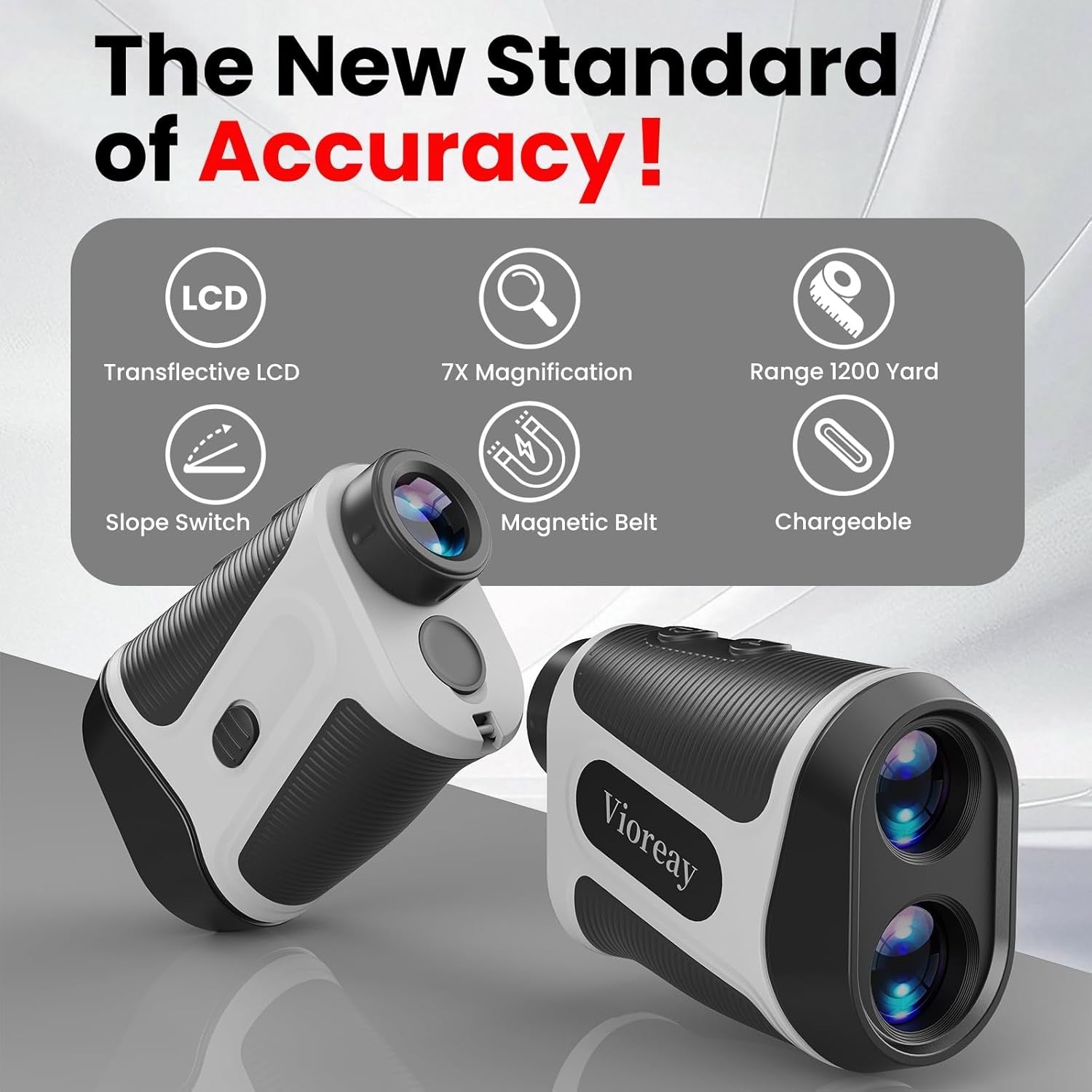 Golf Rangefinder with Slope 1200Y Flag Lock 7X Zoom Magnetic Rechargeable