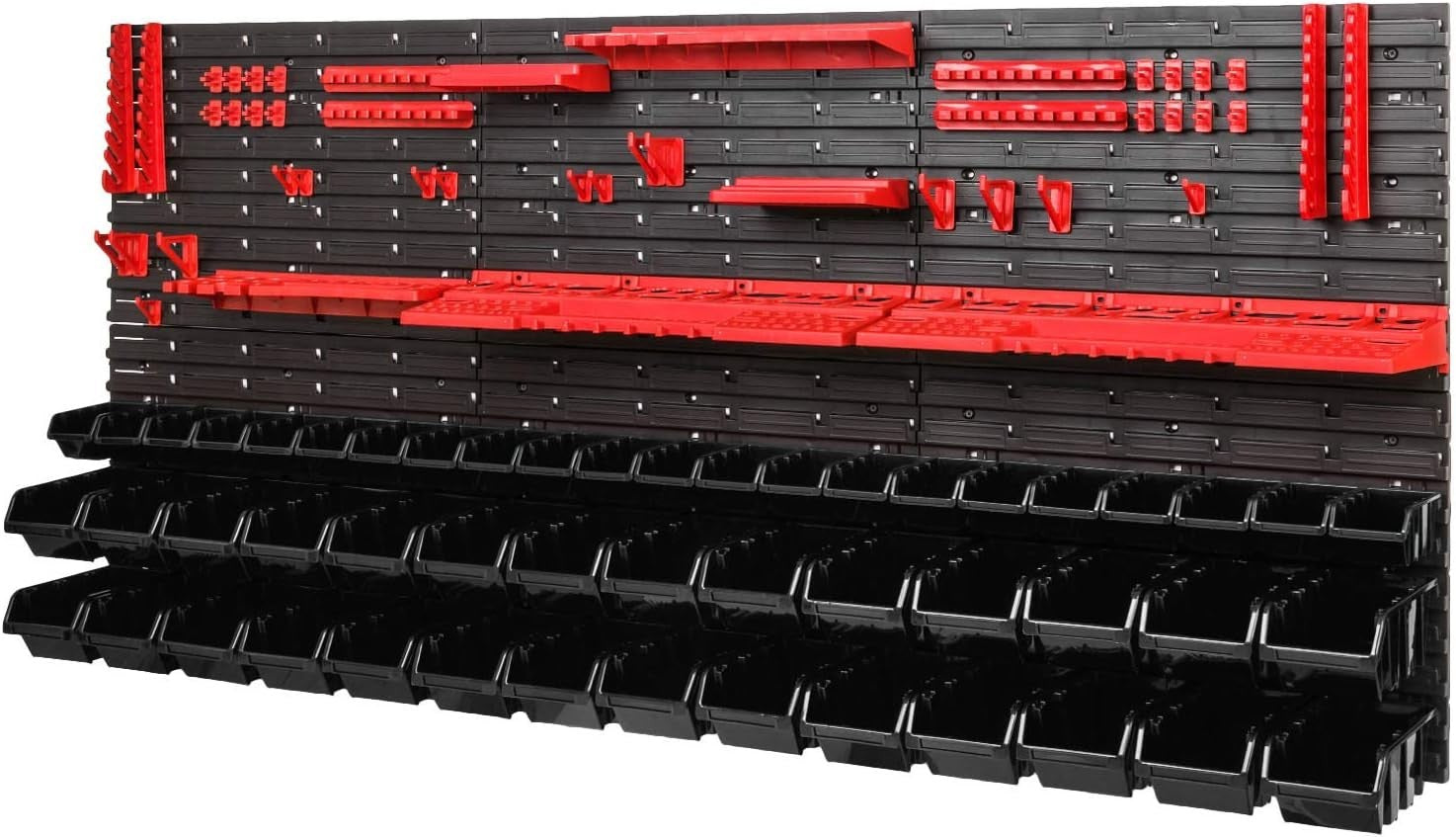 Heavy Duty Garage Tool Wall Storage Black Board Kit With Bins Hooks 1728mm