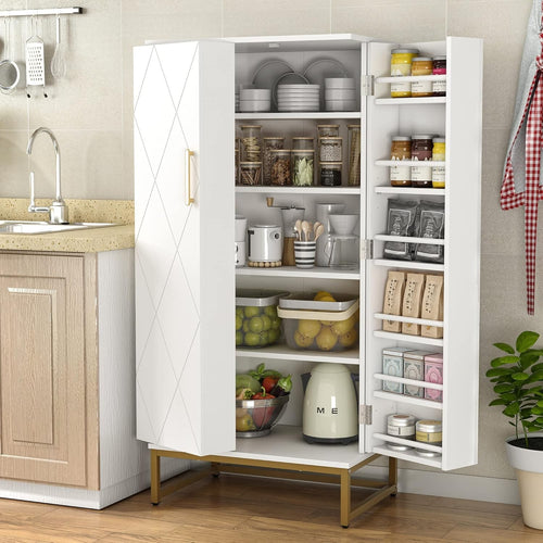 Kitchen Pantry Cupboard Cabinet Gold Adjustable Storage Organizer
