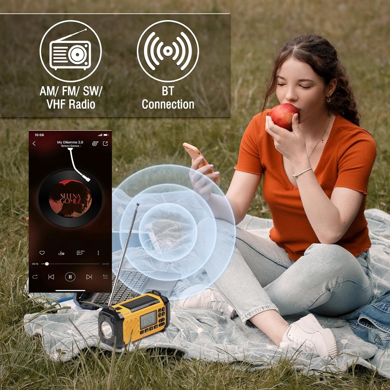 10,000mAh Emergency Hand Crank Radio NOAA Weather Alert Flashlight