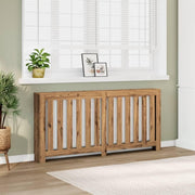 Modern Slatted Oak Radiator Cover 175x20x82cm – Engineered Wood Shelf Unit
