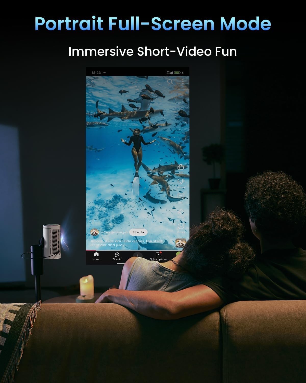 1080P Smart Portable Projector Google TV 400 ISO Dolby WiFi Bluetooth