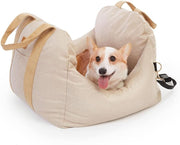 Pet Travel Booster Seat for Dogs Washable Car Bed with Safety Leash