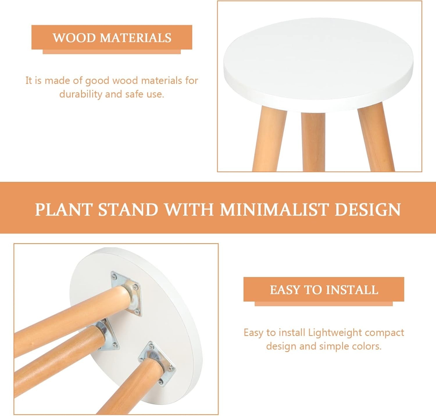Wooden Plant Stand Indoor Round Side Table Flower Pot Holder Modern 52x20cm