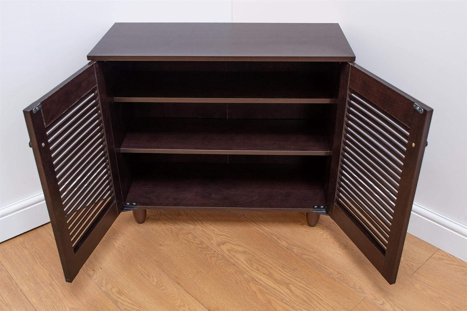 2 Door Shoe Storage Cabinet Footwear Rack Organizer 77x34x68 cm Dark Wenge