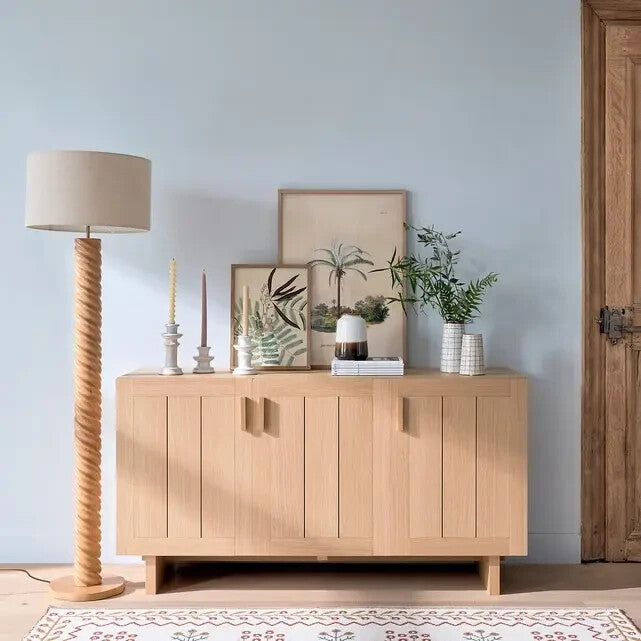 Large Oak 3-Door Sideboard 150cm Soft Close Storage Cabinet FSC Wood