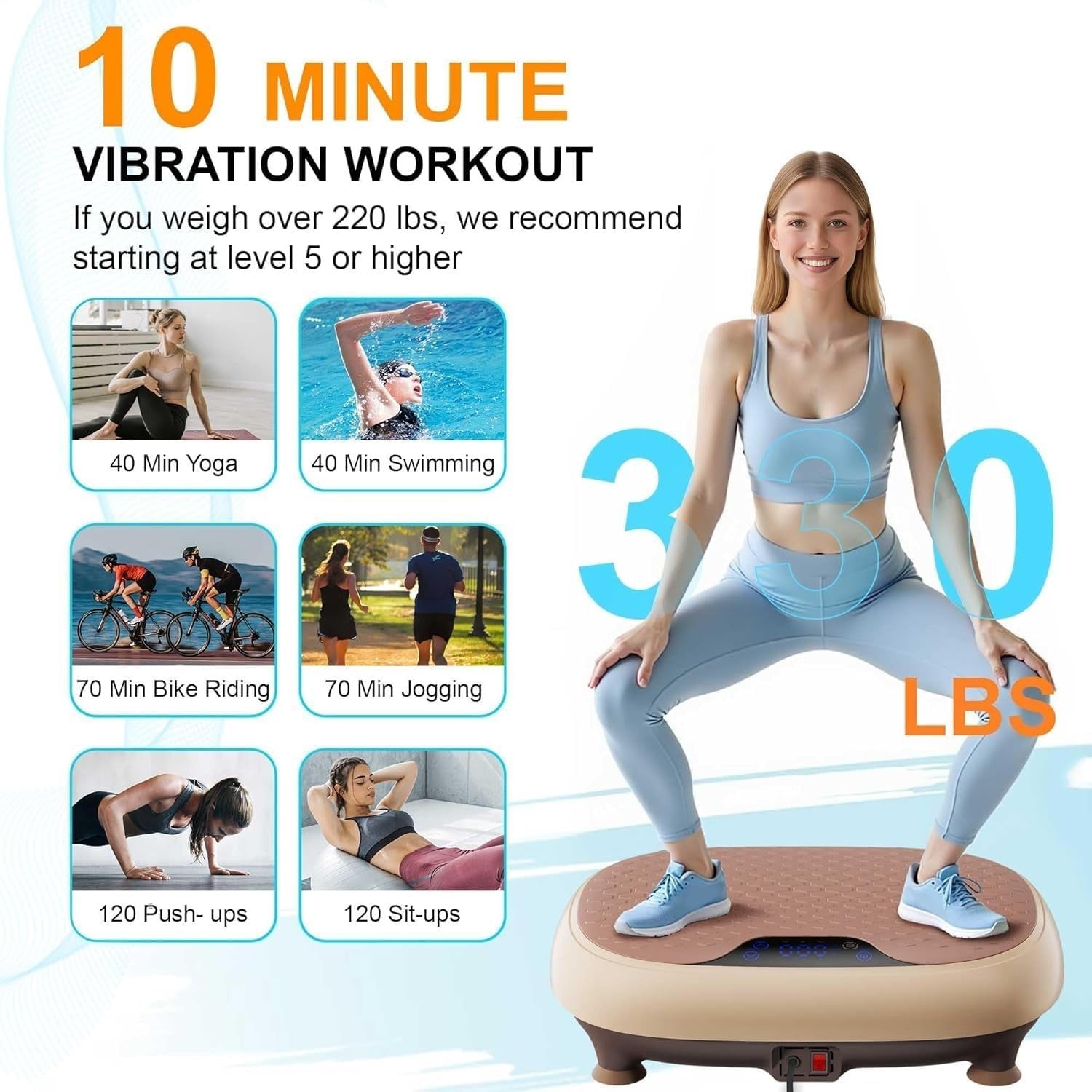 Vibration Plate Exercise Machine 3 Modes 20 Speeds Remote 330lb