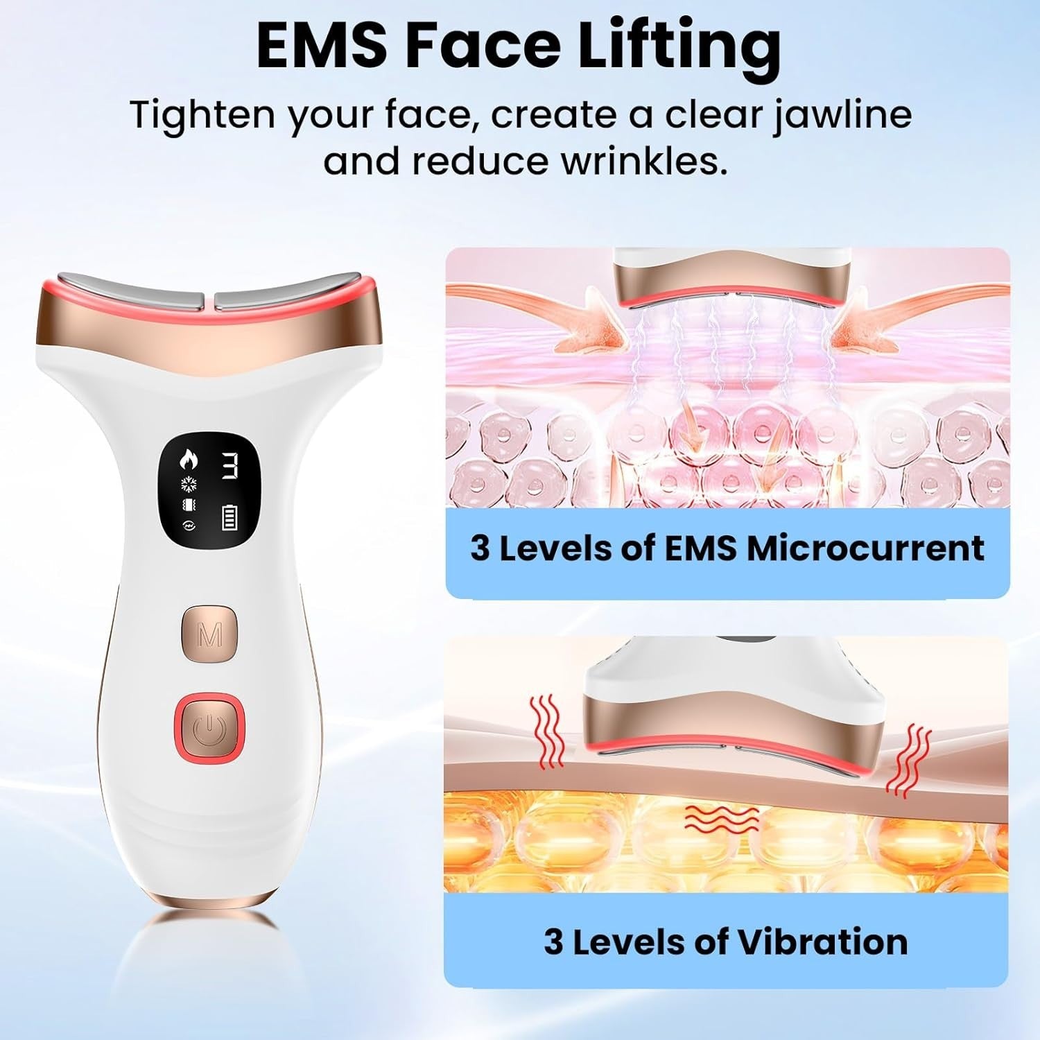 Hot Cold EMS Face Massager LED Skin Lifting Anti Wrinkle Tool
