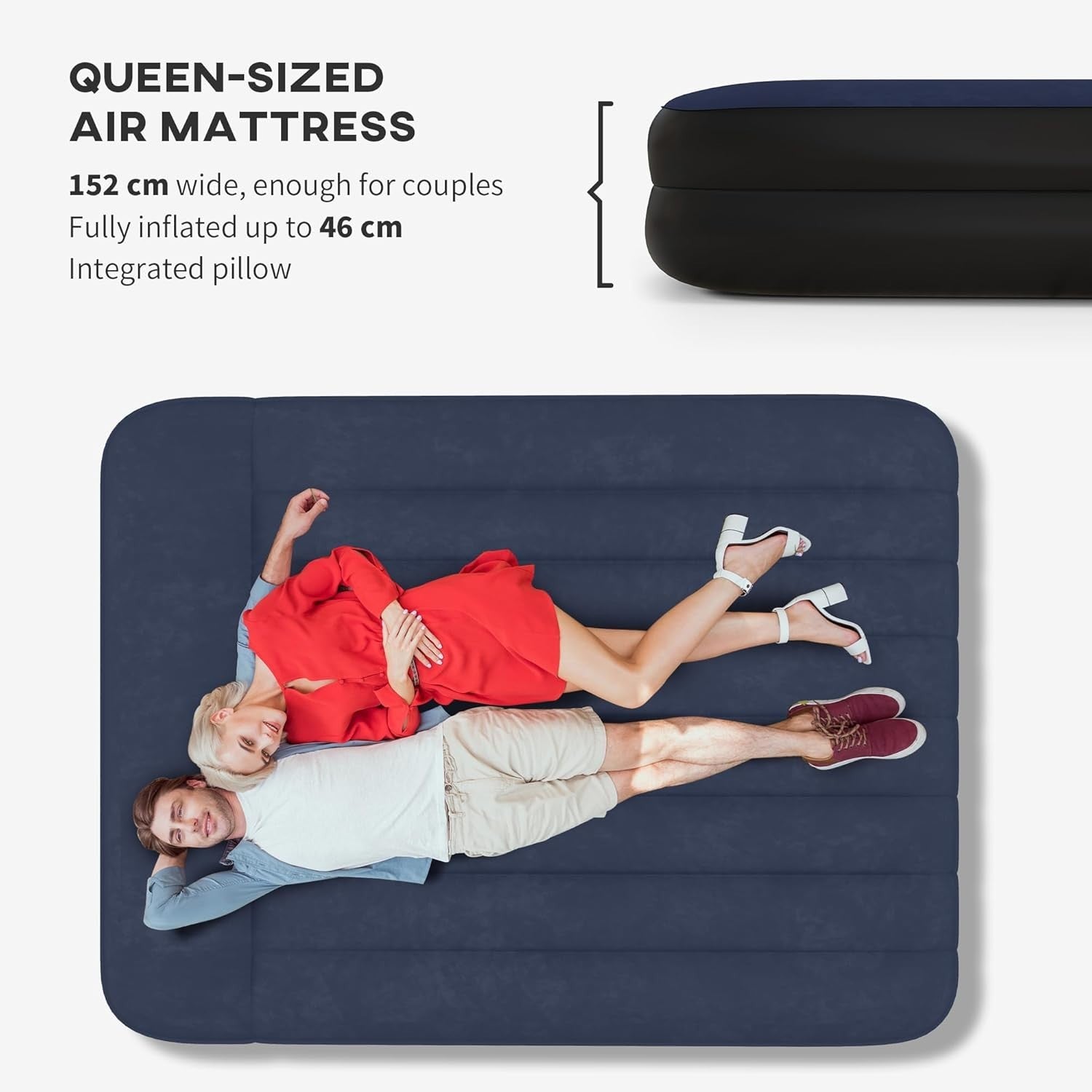 King Inflatable Air Mattress with Electric Pump & Built-in Pillow