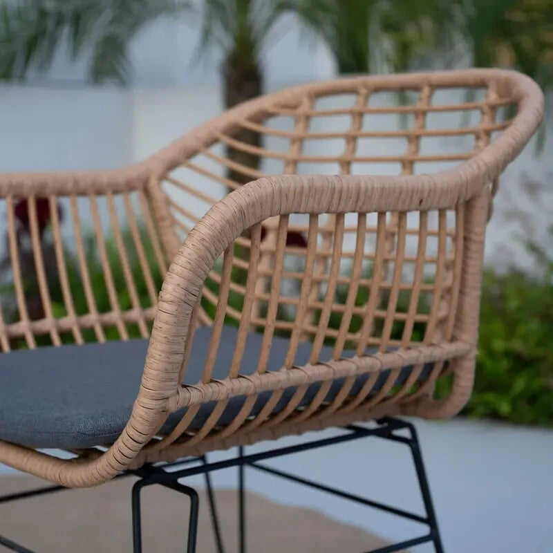 Rattan Bistro Set 2 Chairs Table Outdoor Garden Patio Furniture Glass Top