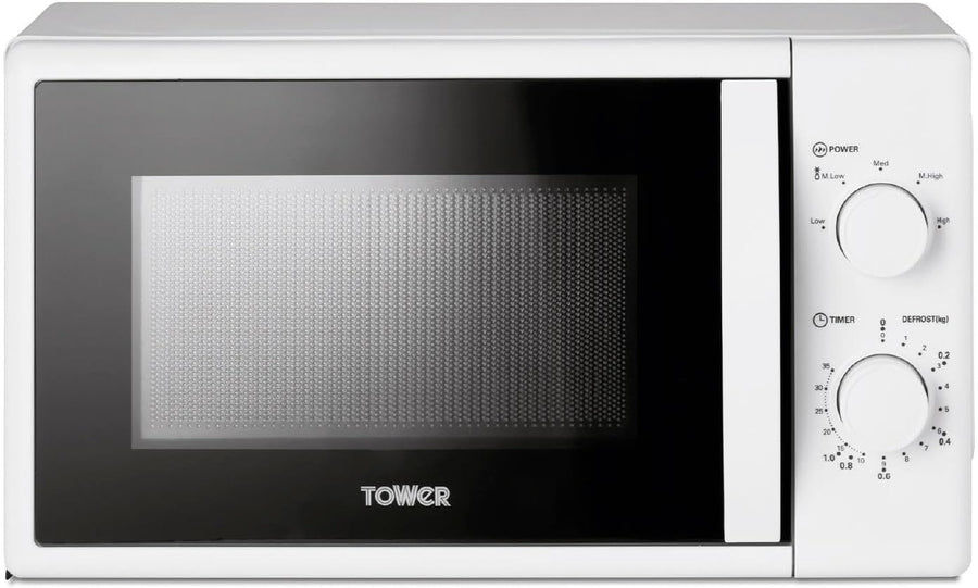 20L 700W White Manual Microwave Oven 5 Power Levels 35 Min Timer