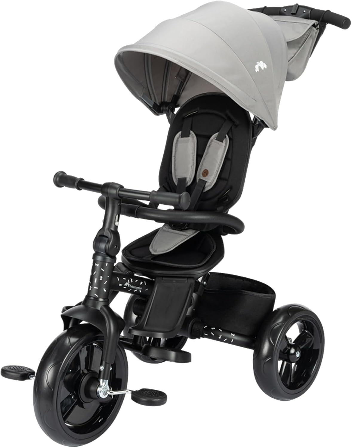 Foldable Baby Trike with Parent Handle Canopy 10M-4Y Toddler Bike Grey