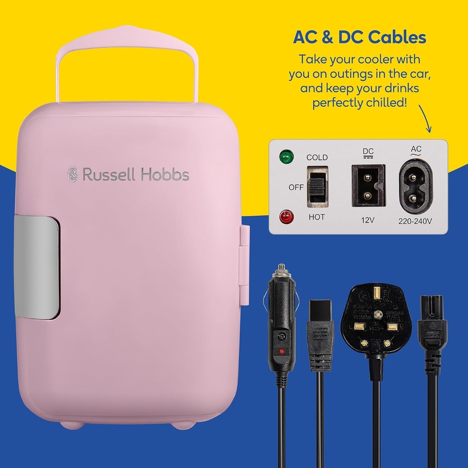 Portable 4L Mini Cooler & Warmer Retro Style for Office Bedroom Car Pink