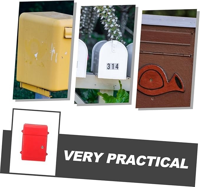 Wall Mounted Lockable Mailbox Red Polypropylene Secure Outdoor Post Box 34.5cm