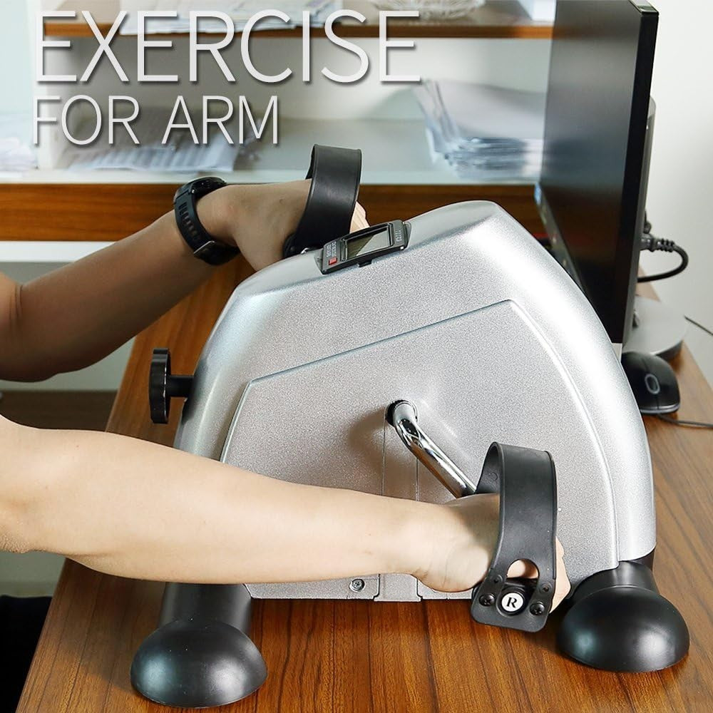Mini Exercise Bike Pedal Exerciser for Legs & Arms LCD Portable