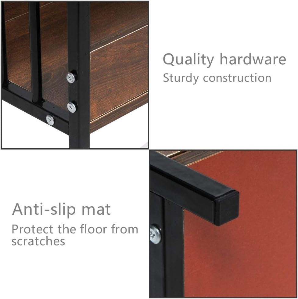 Slim C-Shaped Sofa Side Table – Narrow Black End Table for Small Spaces