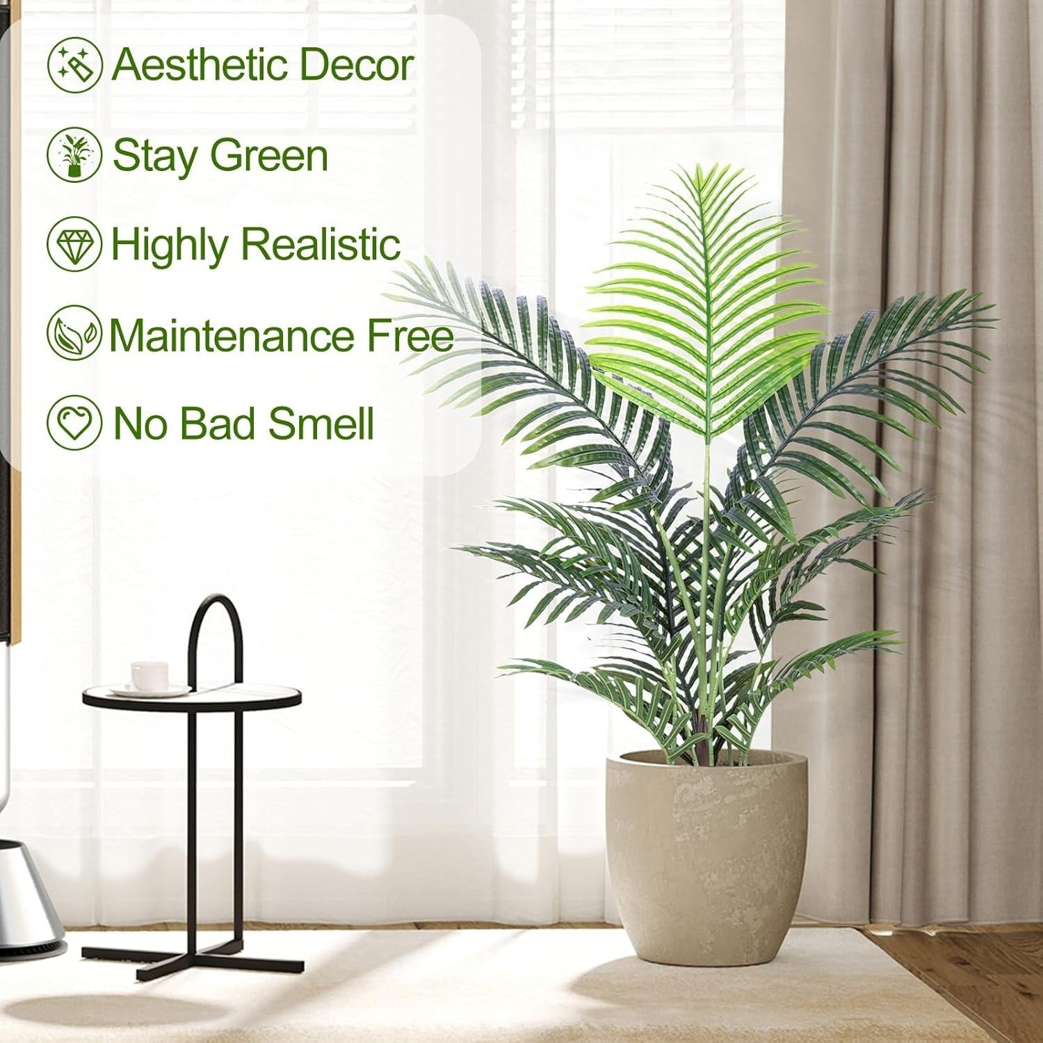 90cm Artificial Palm Tree Small Tropical Plant Real Bark Trunk Indoor Home Decor