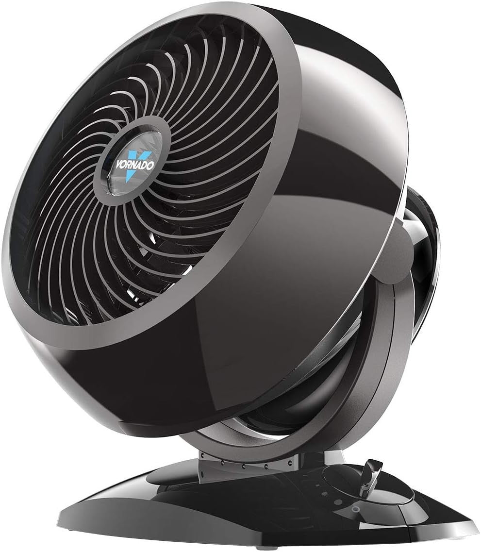 Black Table Fan – 3-Speed Quiet Air Circulator w/ Adjustable Tilt for Bedroom