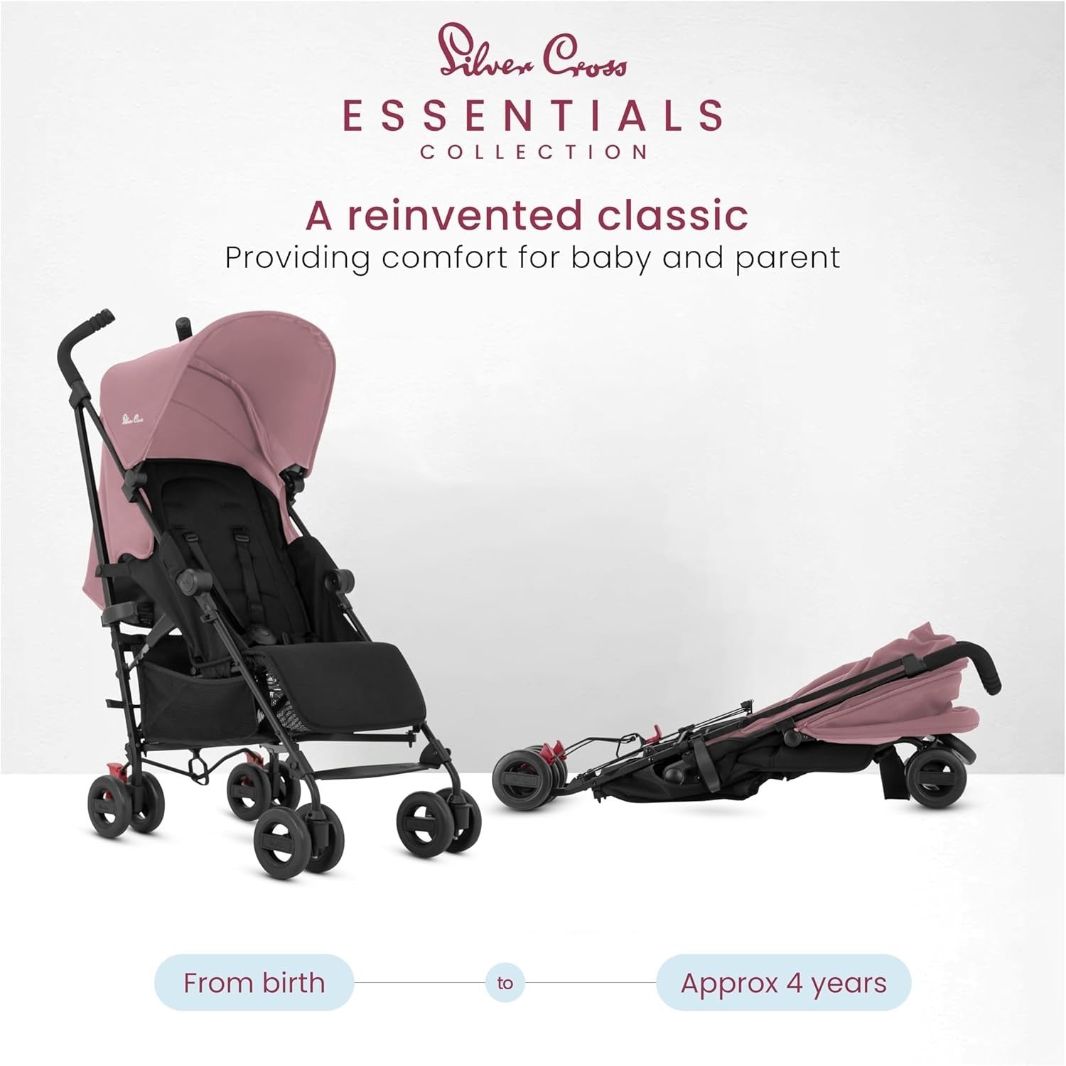 Lightweight Travel Pushchair with Stroller Bag Umbrella Fold Newborn–4Y Pink