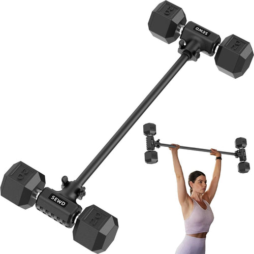 Dumbbell to Barbell Converter Bar 220LB Capacity Foam Grip Home Gym