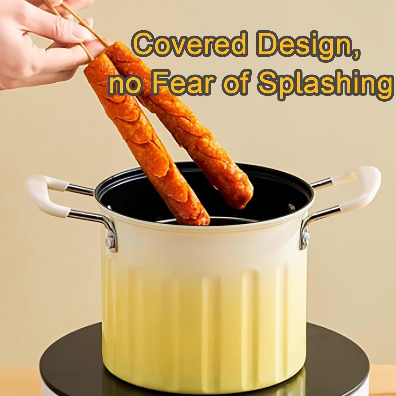 Japanese Tempura Deep Fryer Pot 3L Small Frying Pan With Basket