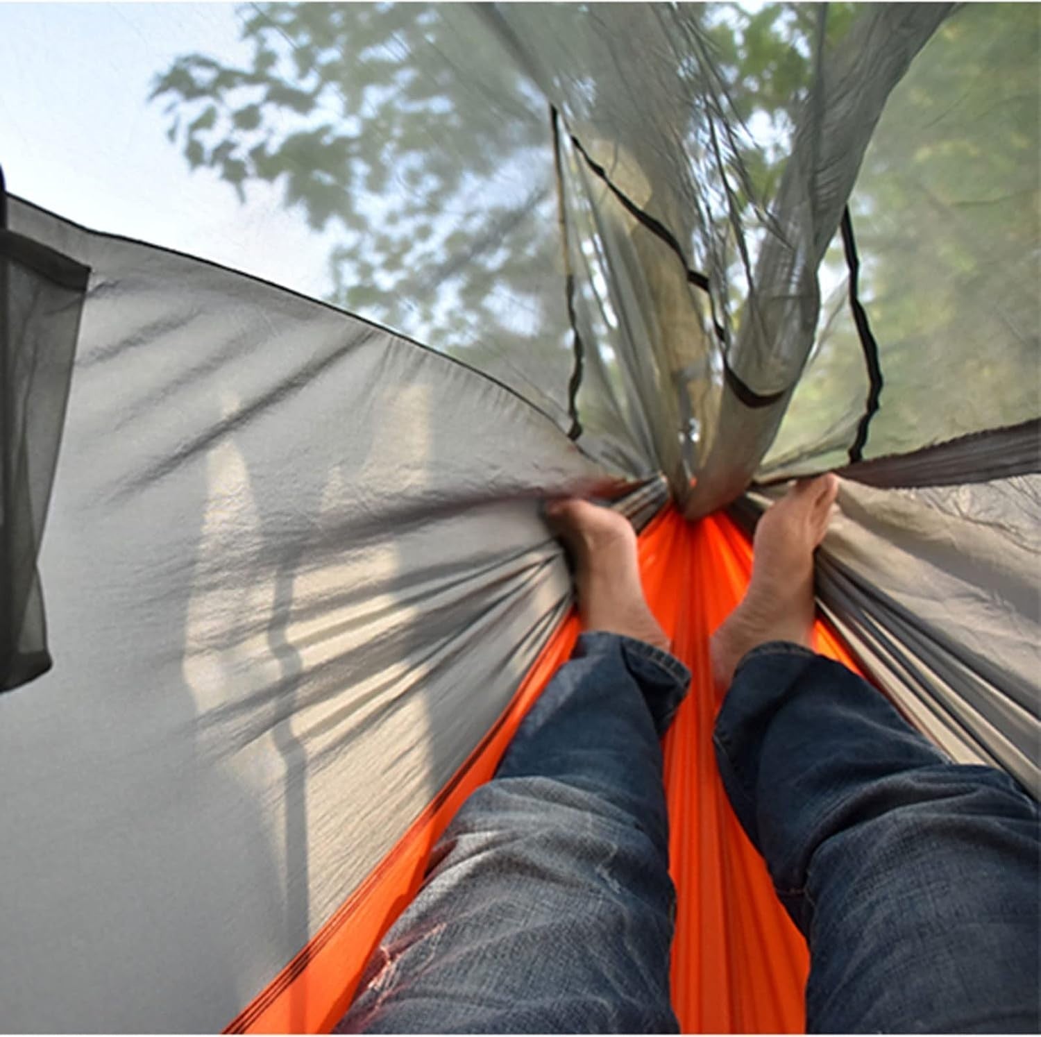 HJUGHPN Outdoor Camping Hammock 1-2 Person Portable 260x140cm Nylon - Blue