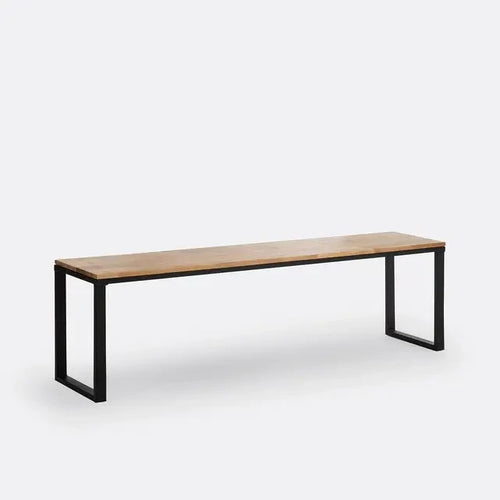Industrial Oak Wood Bench Metal Frame | Modern Dining Entryway Seat