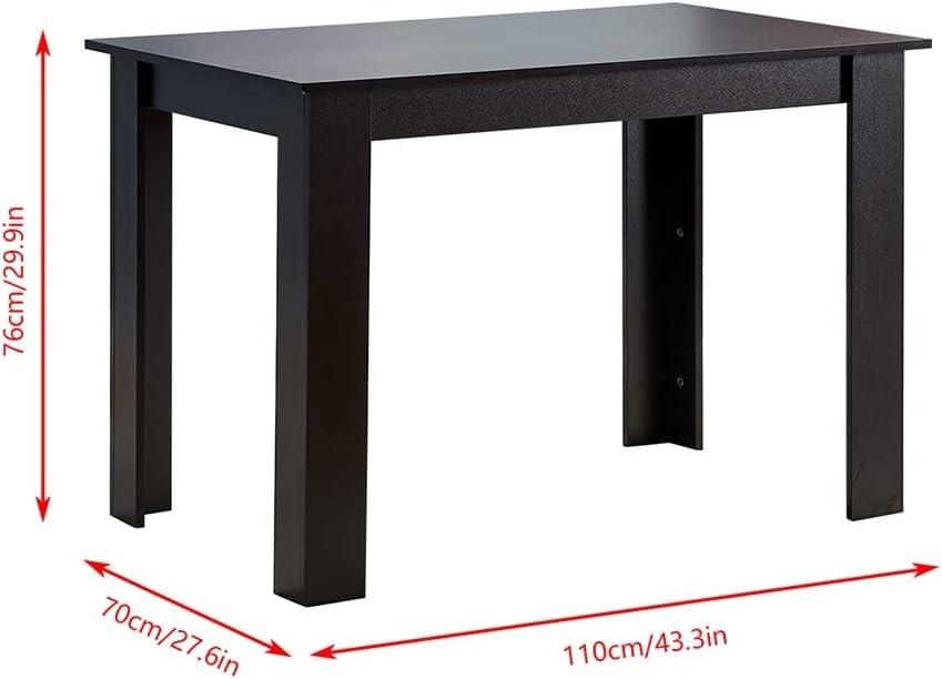 4 Chair Black Dining Table Set PU Leather Small Space Kitchen 110cm