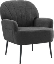 Teddy Fluffy Fabric Tub Chair, Metal Legs, Mid-Century Design for Living Room, B