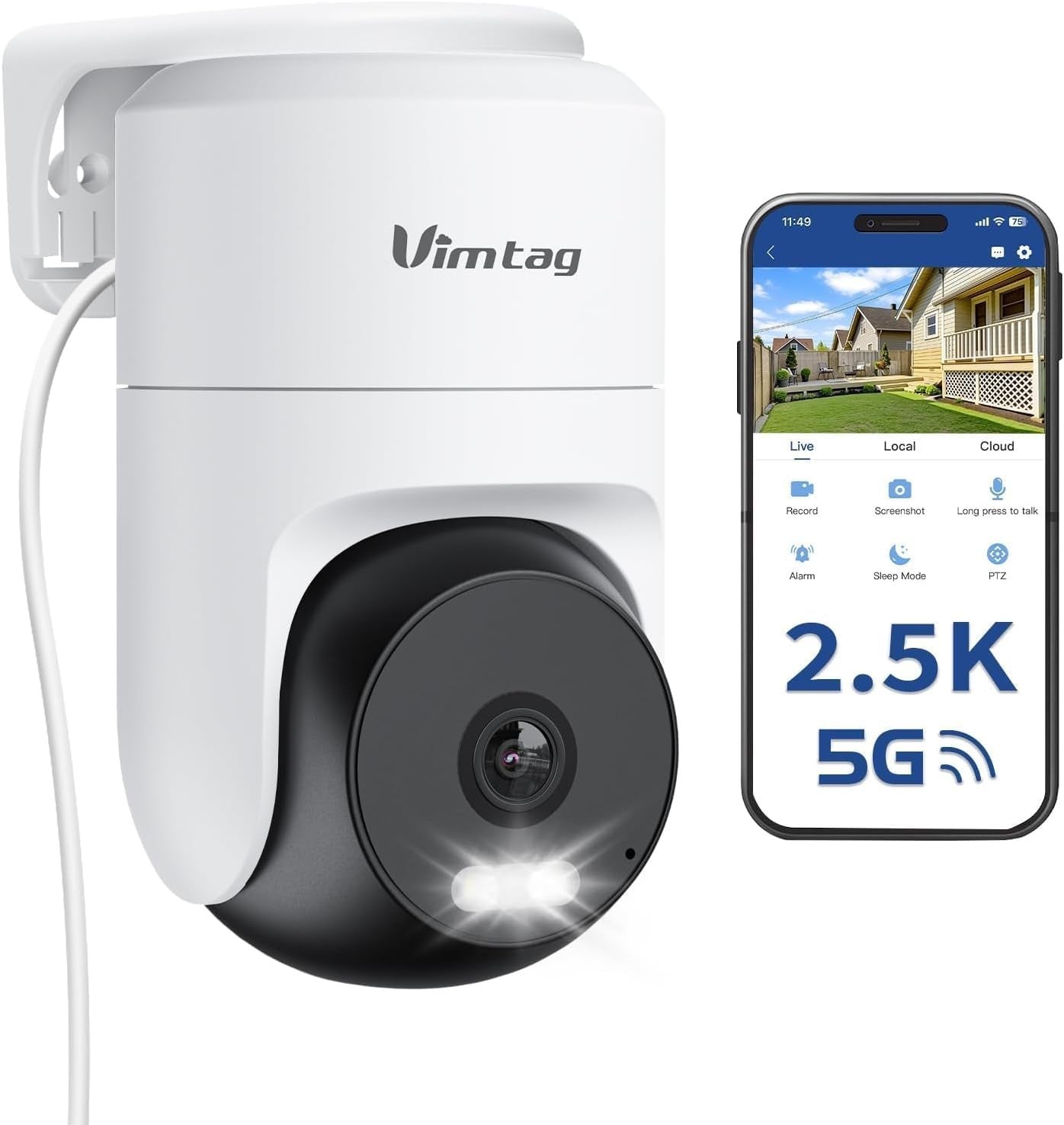 2.5K 4MP PTZ Security Camera Outdoor WiFi 360° AI Detection Alexa