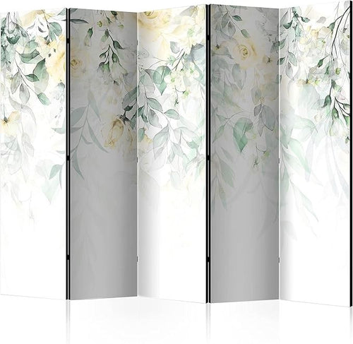 Yellow Green Leaf 5 Panel Room Divider 225x172cm Single Sided Screen