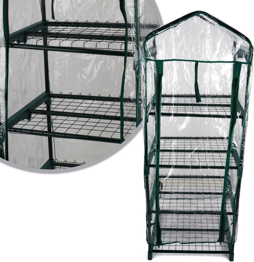 4 Tier Mini Greenhouse Clear PE Cover Portable Garden Plant Grow Rack 130cm