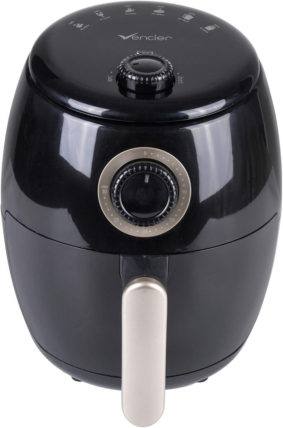 Compact Air Fryer 1000W Rapid Air Cook Healthy Low-Oil Frying Timer Temp Control