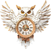 3D Wooden Owl Wall Clock Puzzle Kit Pendulum DIY Home Decor Gift