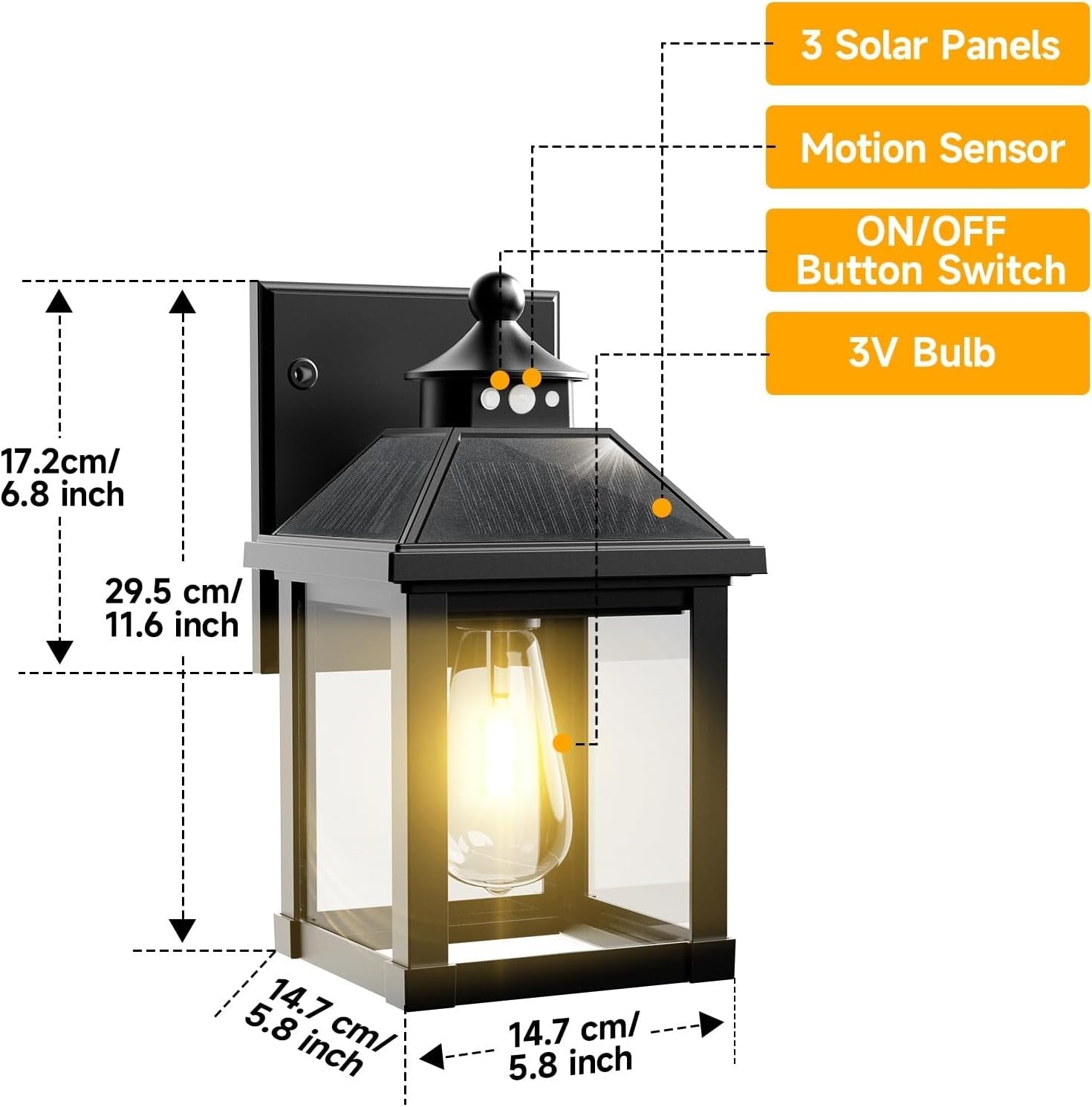 Solar Wall Lantern Lights 2 Pack Motion Sensor Outdoor IP65