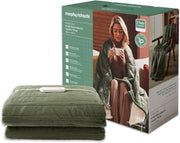 Electric Heated Throw Green Blanket 160x130cm Teddy Fleece 9 Heat Auto Shut Off