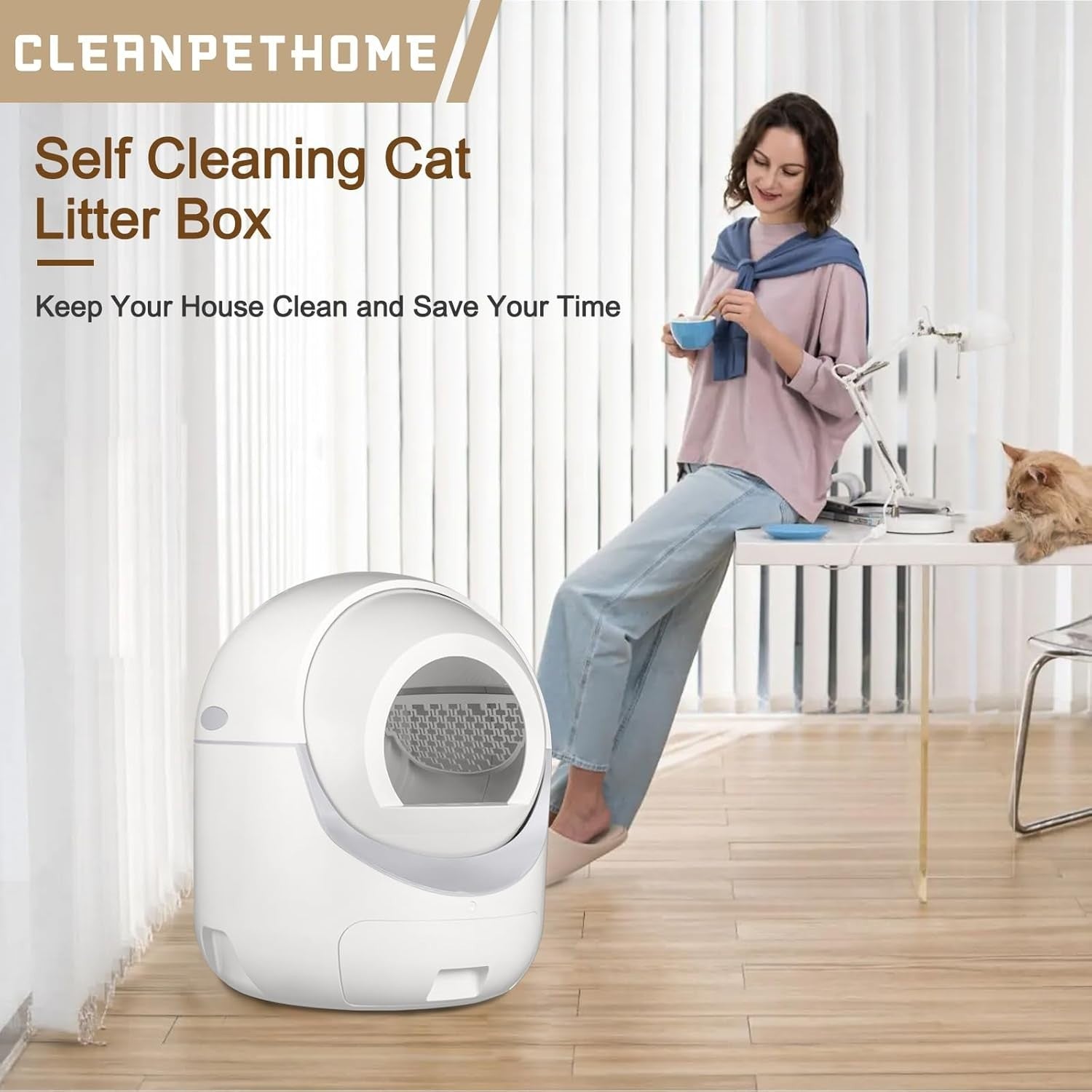 Self Cleaning Cat Litter Box APP Control Odor Removal Multi Cat XL