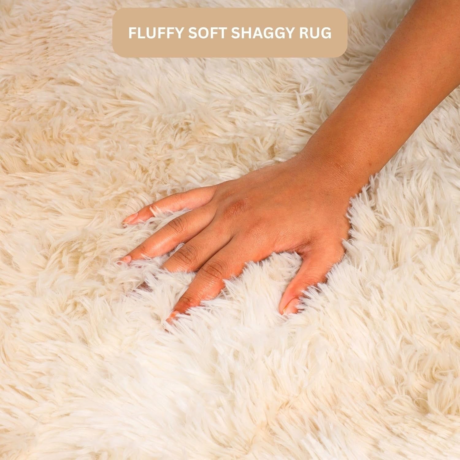 Cream Runner Rug 80x300cm Fluffy Shaggy Tie Dye Non Slip Thick Pile Carpet