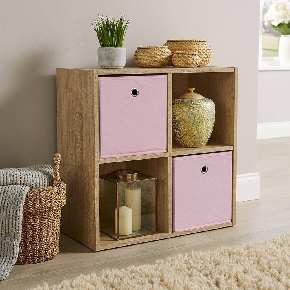 4 Cube Storage Shelf Wooden Bookcase Display Unit Oak Effect 60cm