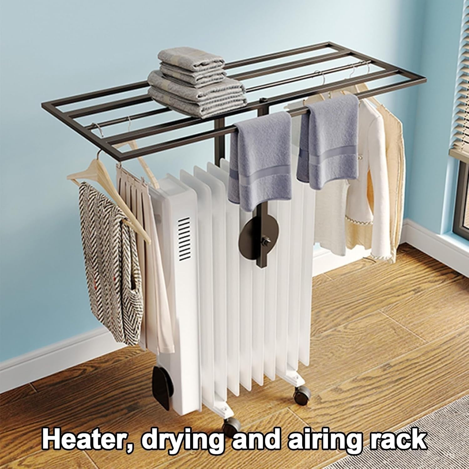 Adjustable Indoor Clothes Drying Rack for Oil Heaters | Large, Durable, Gold