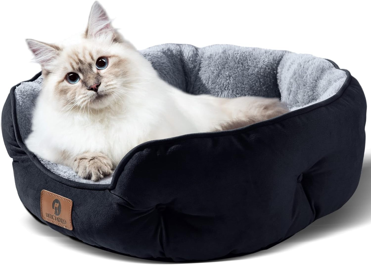 Medium Dog Cat Bed 25in Sherpa Fleece Washable Non Slip Pet Cushion